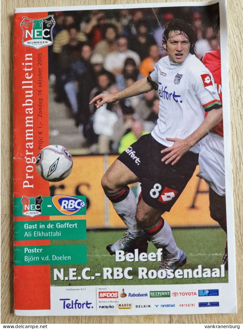 Programme NEC Nijmegen - RBC Roosendaal - 16.10.2005 - Eredivisie - Holland - Programm - Football- Poster Van Der Doelen - Boeken