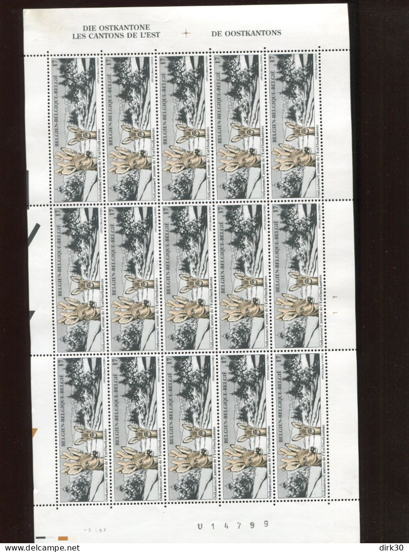 Belgie 1997 2685 F2685 Deer Oostkantons Cantons De L'est Eupen Malmedy Sankt-Vith MNH Volledig Vel 15 Plaatnummer 1 - 1991-2000