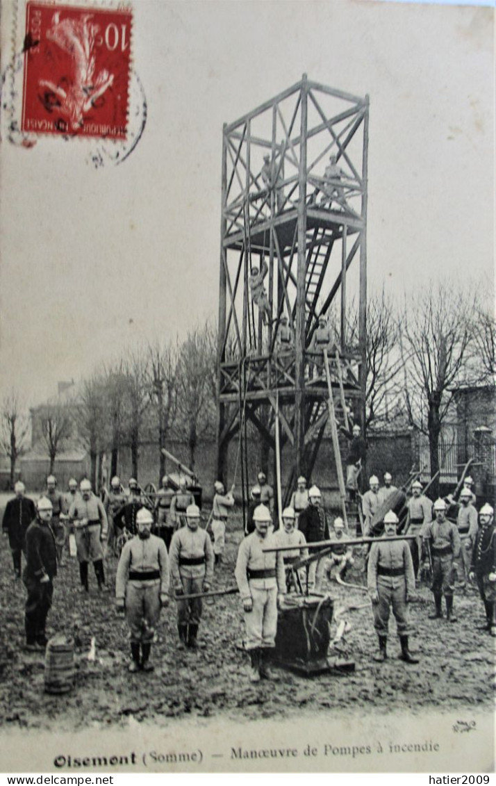 Rare OISEMONT Manoeuvre Des Pompes A Incendie - Bien Anmée Avec POMPIERS - En 1907 - Oisemont