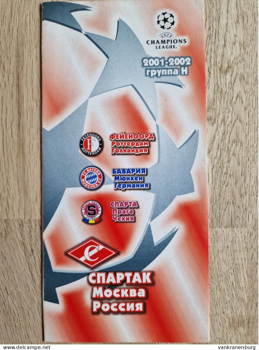 Programme Spartak Moskou - Feyenoord - Bayern Munchen - Sparta Praha - 2001-2002  - UEFA Champions League - Programm - Livres