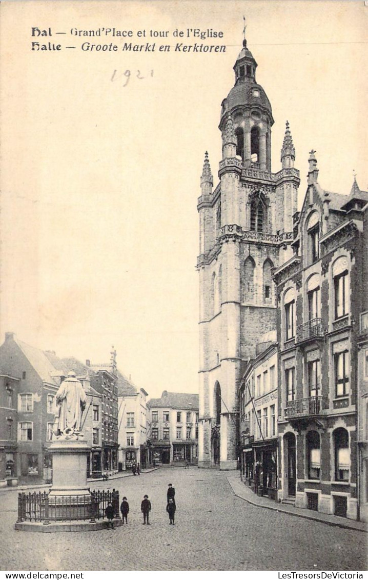 BELGIQUE - Hal - Grand Place Et Tour De L'Eglise - Carte Postale Ancienne - Halle