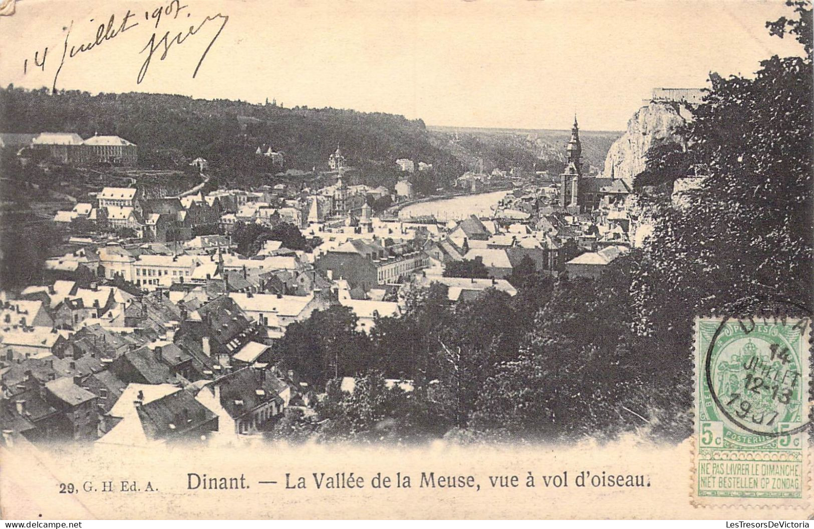 BELGIQUE - Dinant - La Vallée De La Meuse, Vue à Vol D'oiseau - Carte Postale Ancienne - Dinant