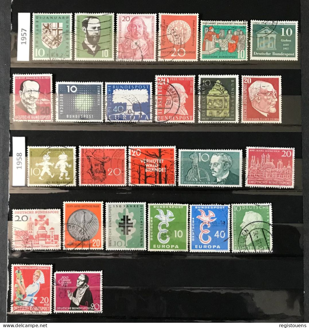 Lot De 45 Timbres Oblitérés Allemagne 1957 À 1959 - Gebraucht