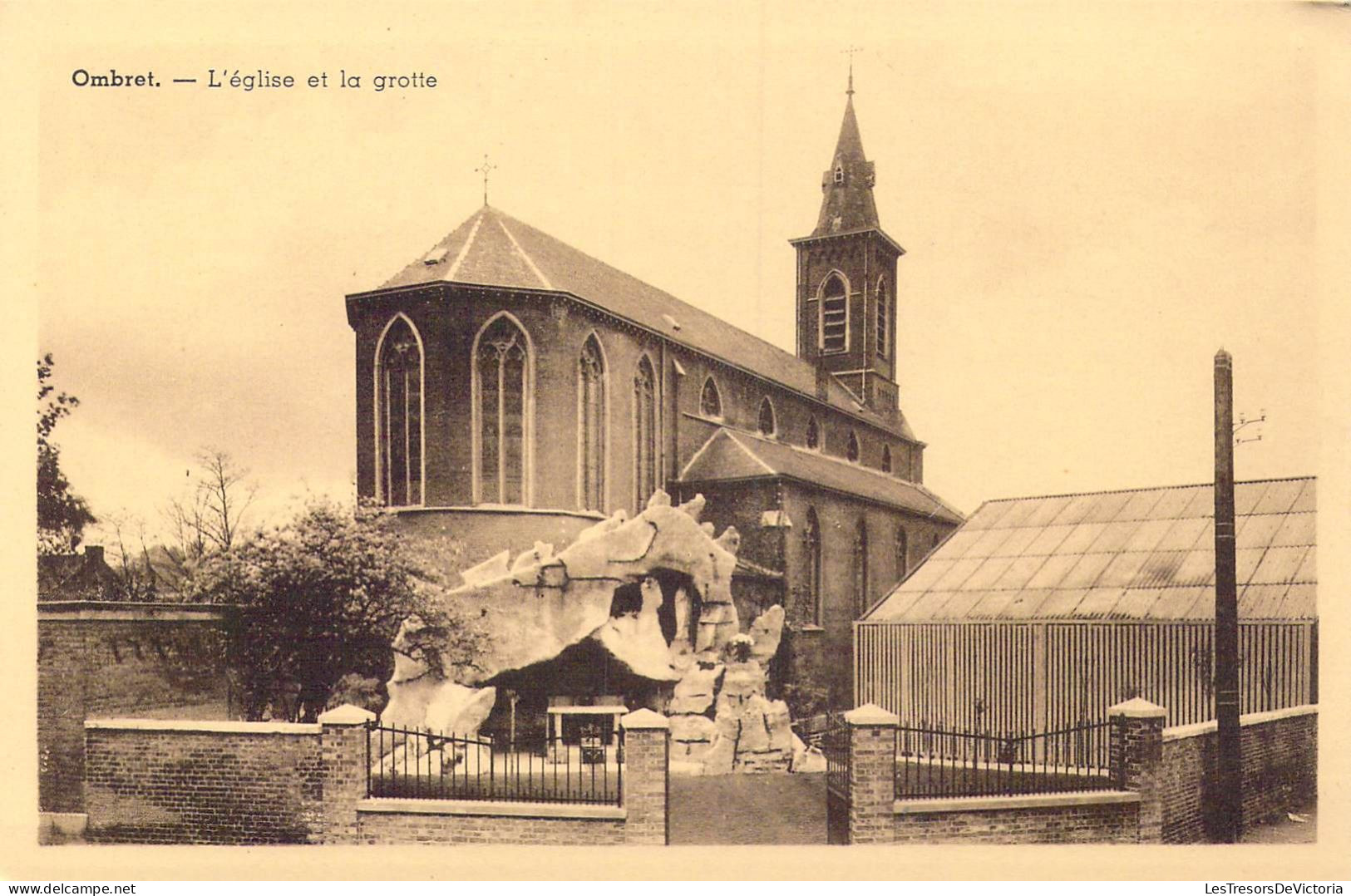 BELGIQUE - Ombret - L'église Et La Grotte - Carte Postale Ancienne - Amay