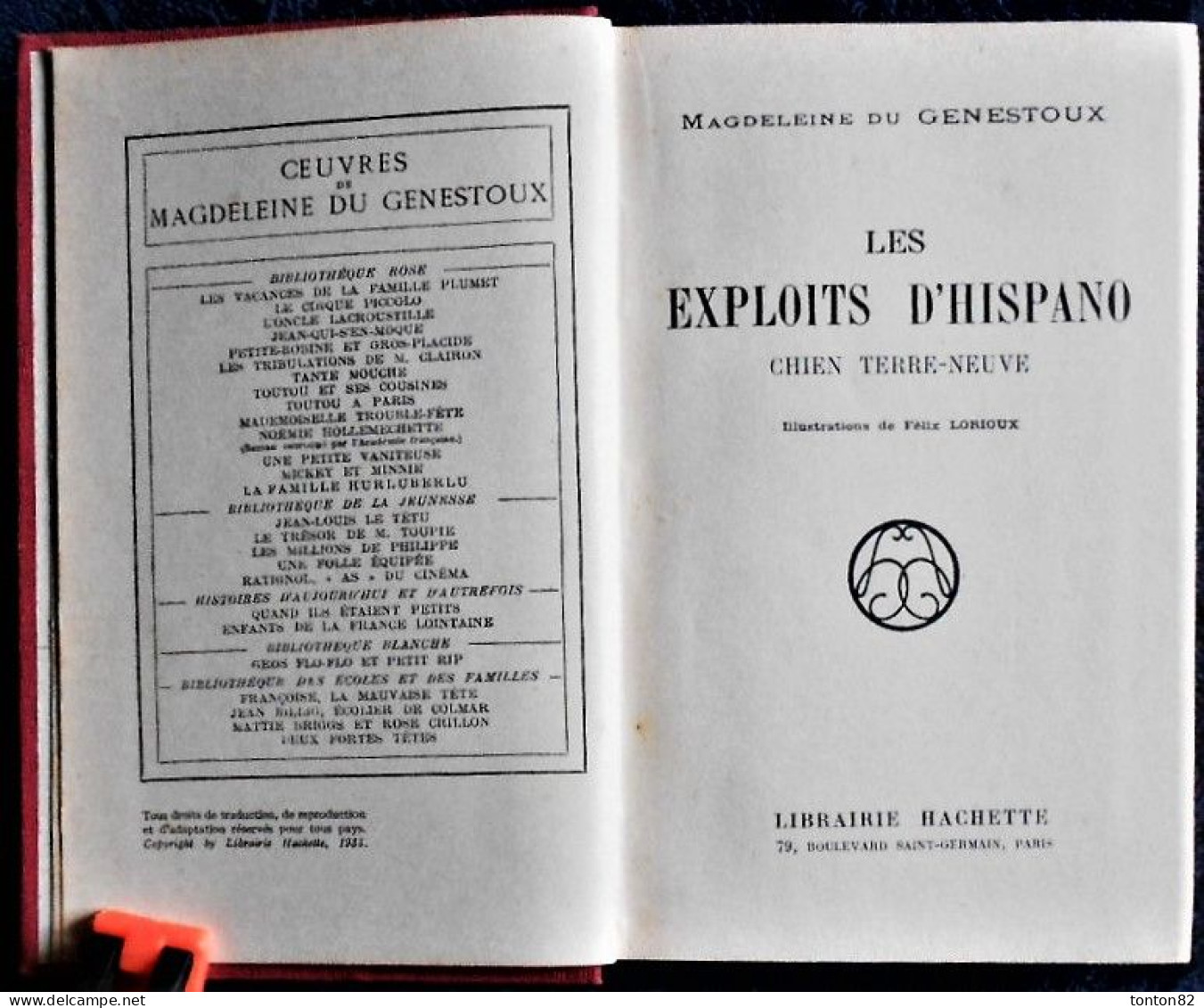 Magdeleine Du Genestoux - Les Exploits D' Hispano Chien Terre-Neuve - Bibliothèque Rose Illustrée - ( 1933 ) - - Bibliotheque Rose