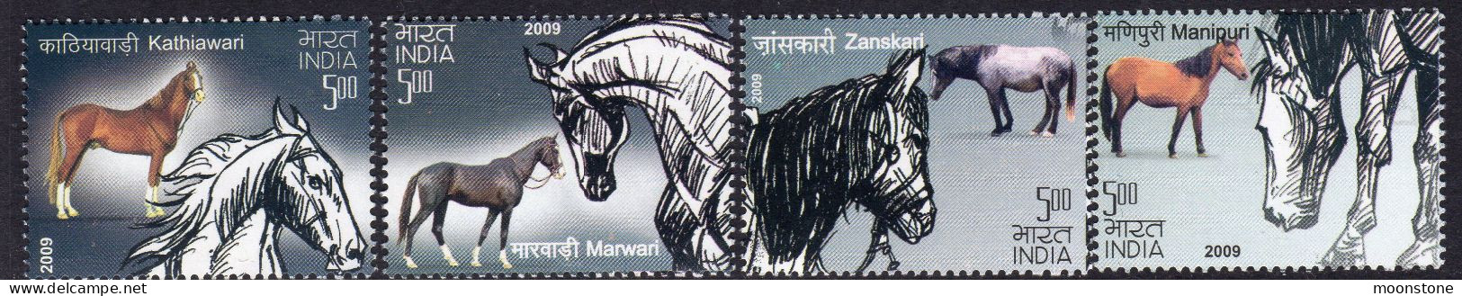 India 2009 Indigenous Horses Set Of 4, MNH, SG 2647/50 (D) - Unused Stamps