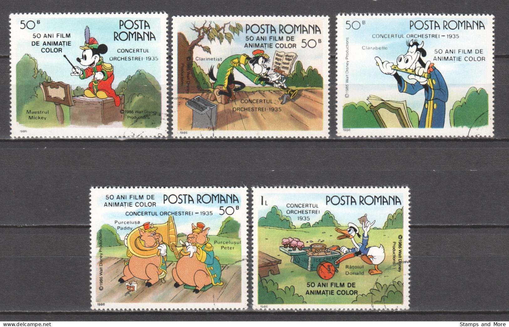 Romania 1986 Mi 4243-4247 DISNEY  - Oblitérés