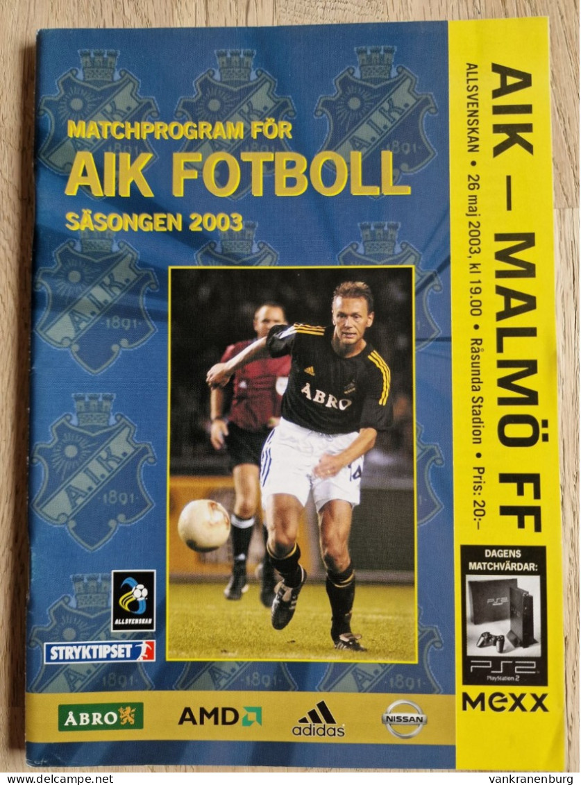 Programme AIK Solna - Malmo FF - 26.5.2003 - Sweden - Allsvenskan - Programm - Football - Poster AIK - Boeken