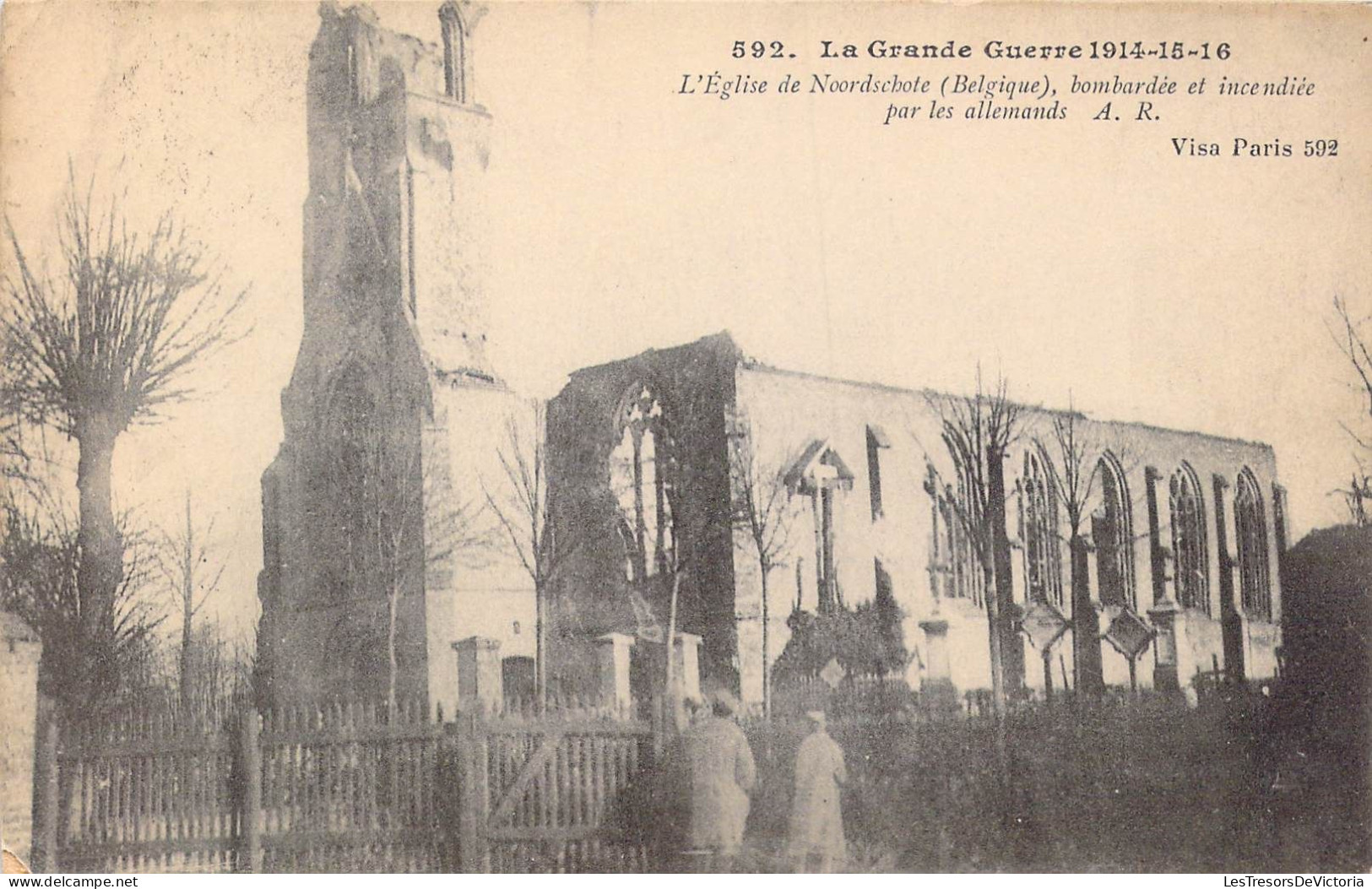 BELGIQUE - L'Eglise De Noordschote Bombardé Et Incendiée Par Les Allemands - Carte Postale Ancienne - Lo-Reninge