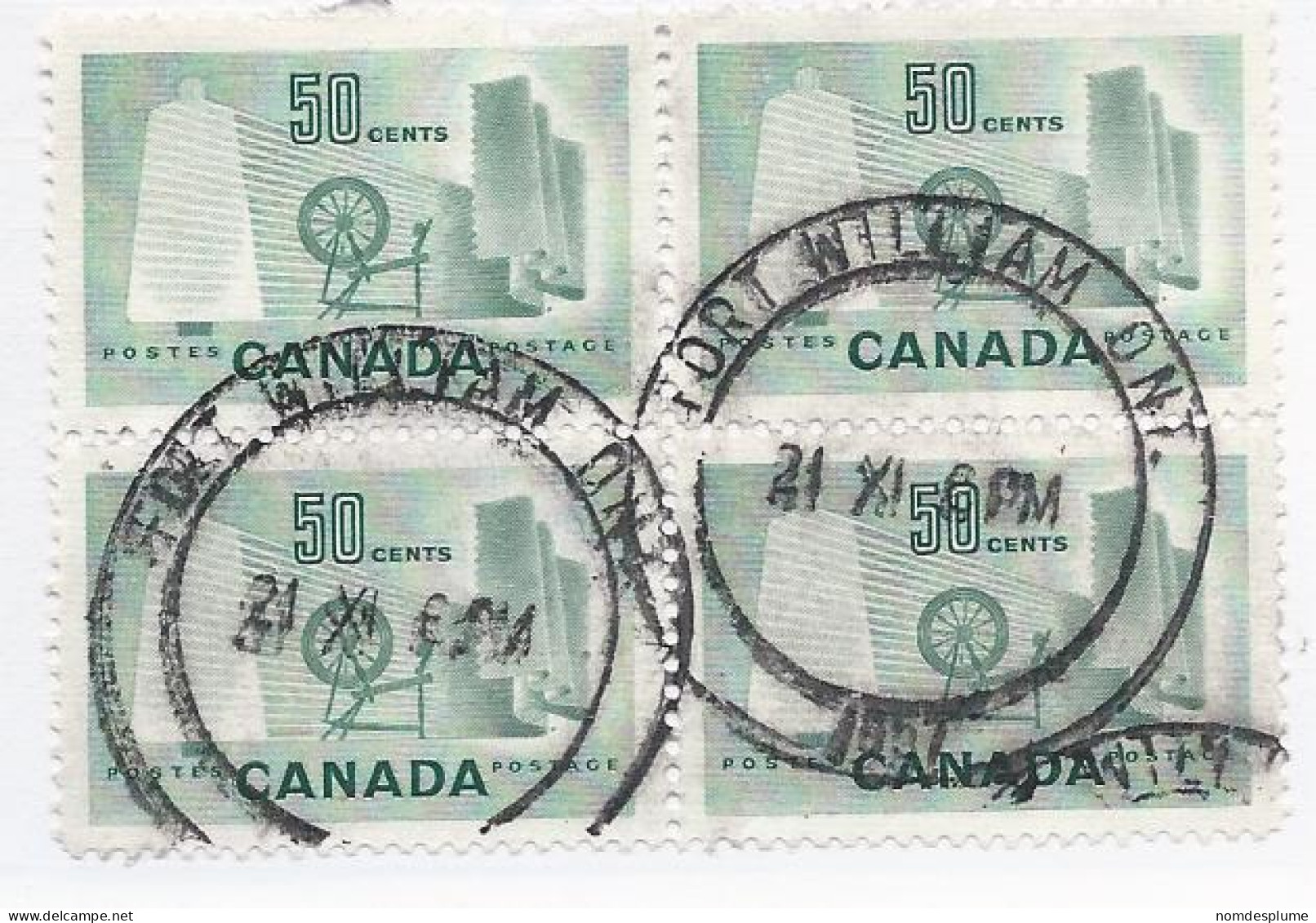 19250) Canada 1953  Block Ontario Closed Post Office Postmark Cancel - Oblitérés