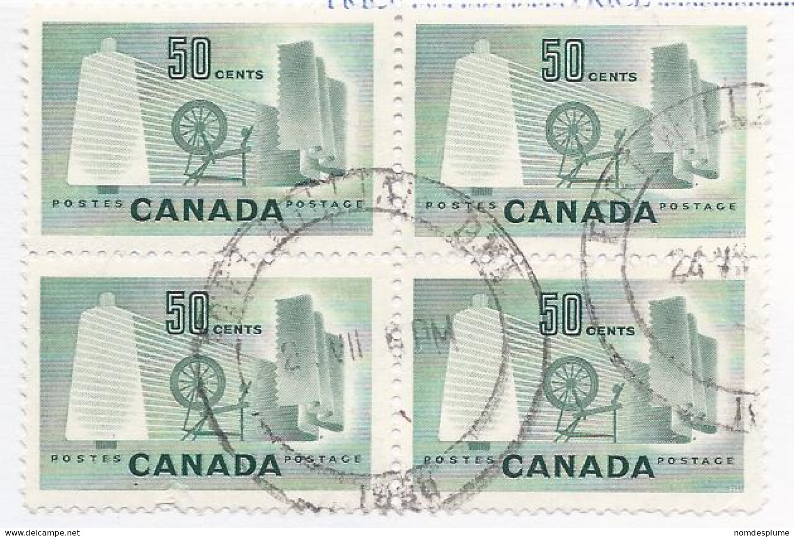 19254) Canada 1953  Block Ontario Closed Post Office Postmark Cancel - Gebruikt