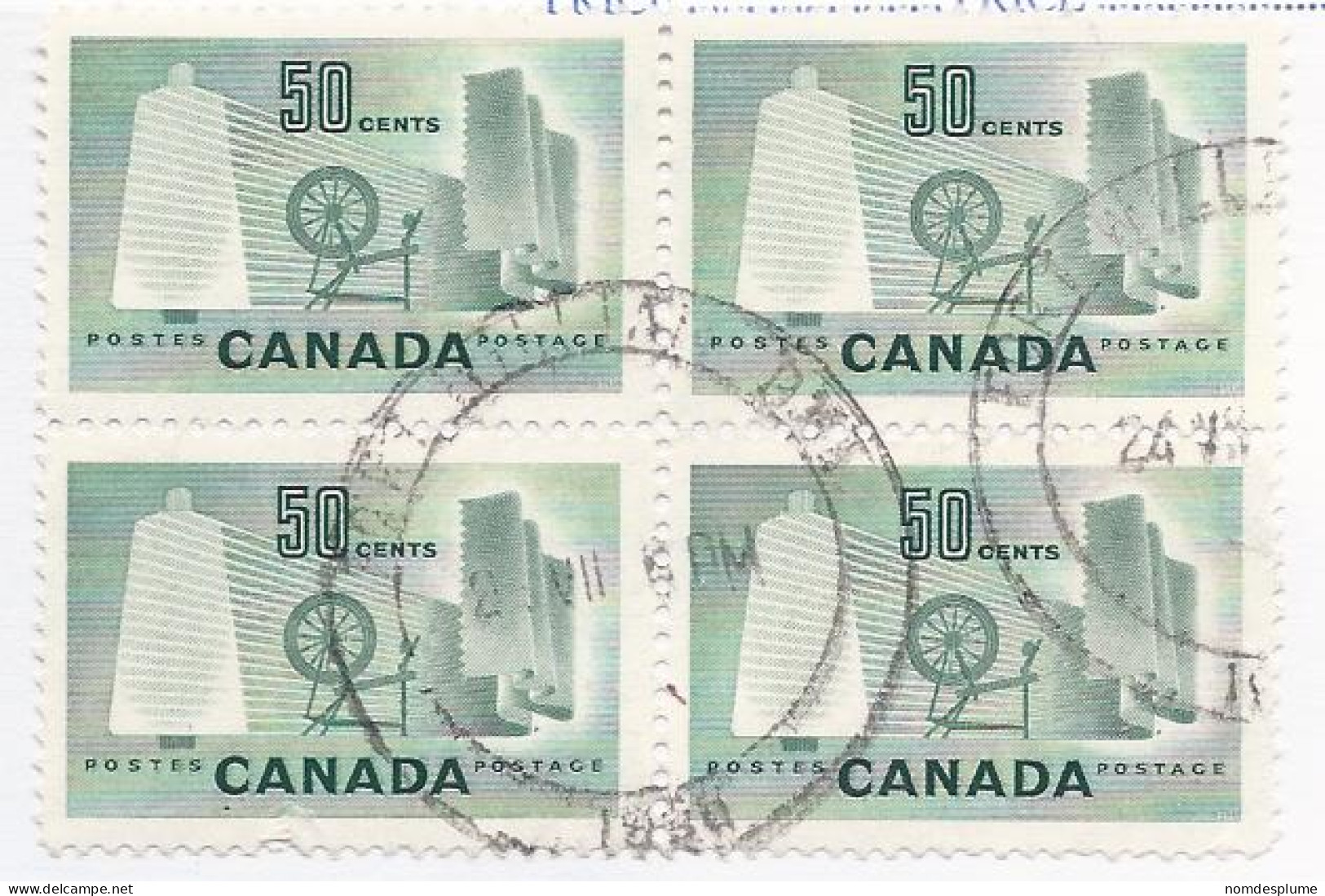 19254) Canada 1953  Block Ontario Closed Post Office Postmark Cancel - Oblitérés