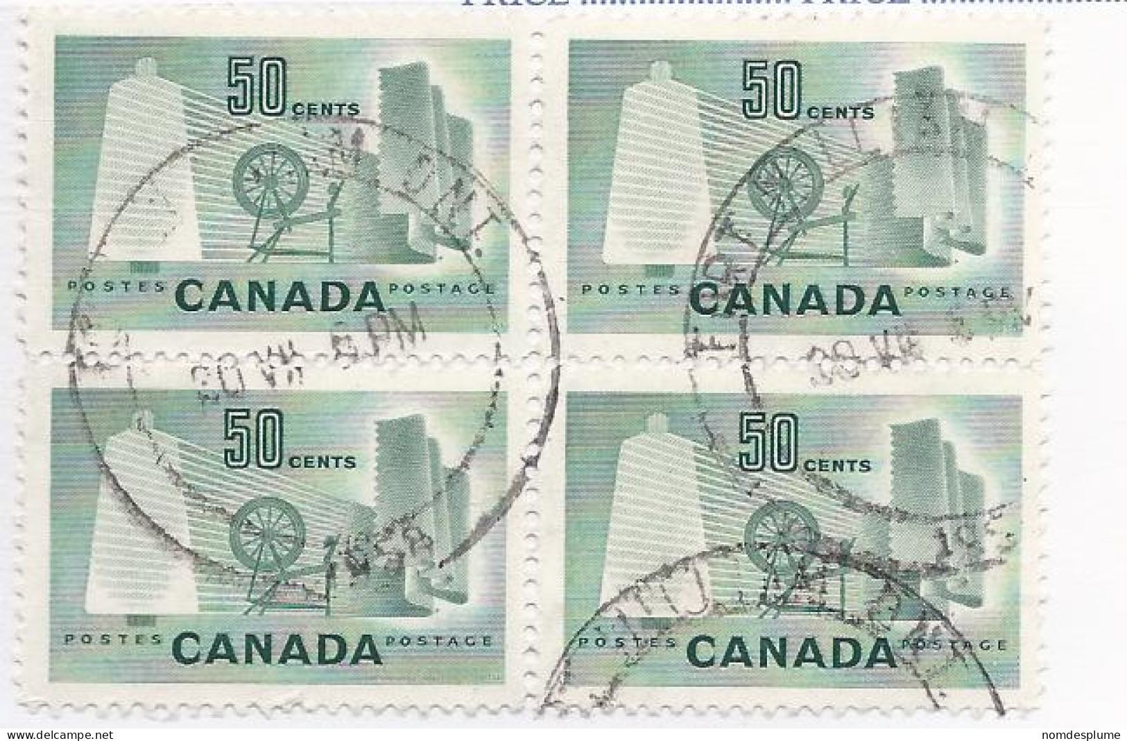 19255) Canada 1953  Block Ontario Closed Post Office Postmark Cancel - Oblitérés