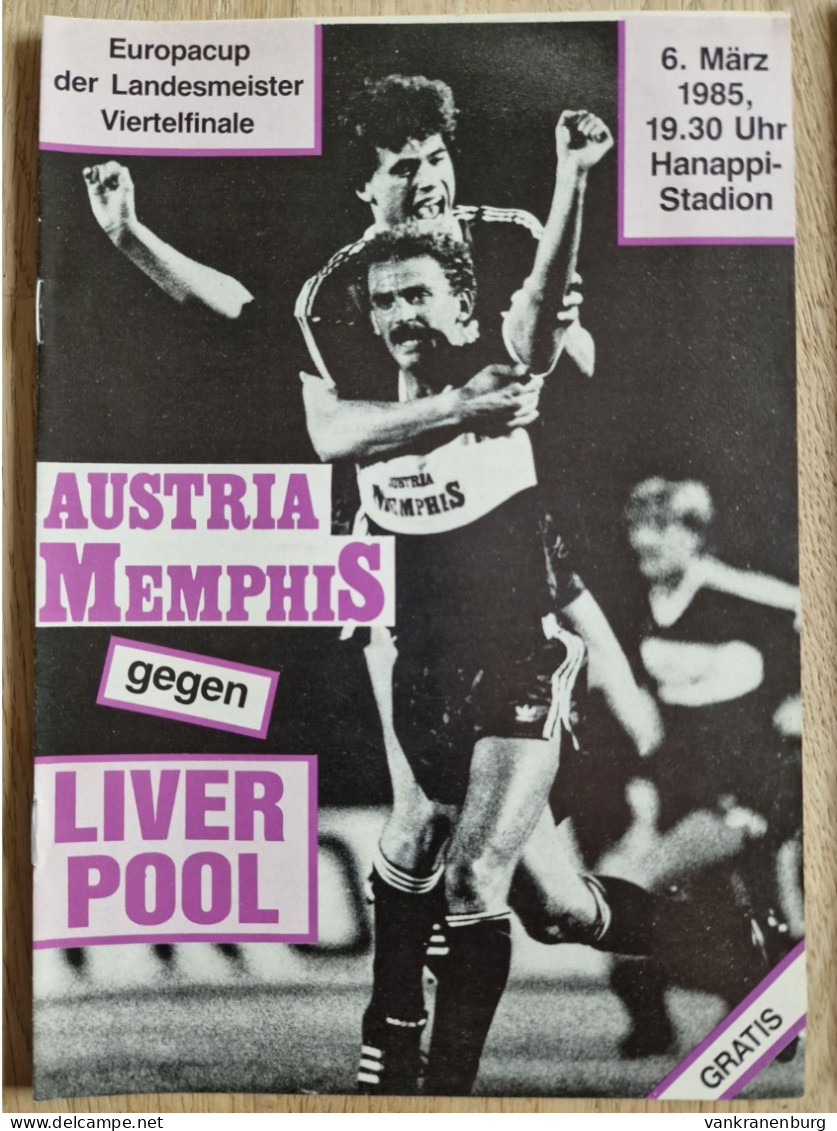 Programme Austria Memphis - Liverpool - 6.3.1985 - UEFA European Cup - Programm - Football - Austria Wien - Books