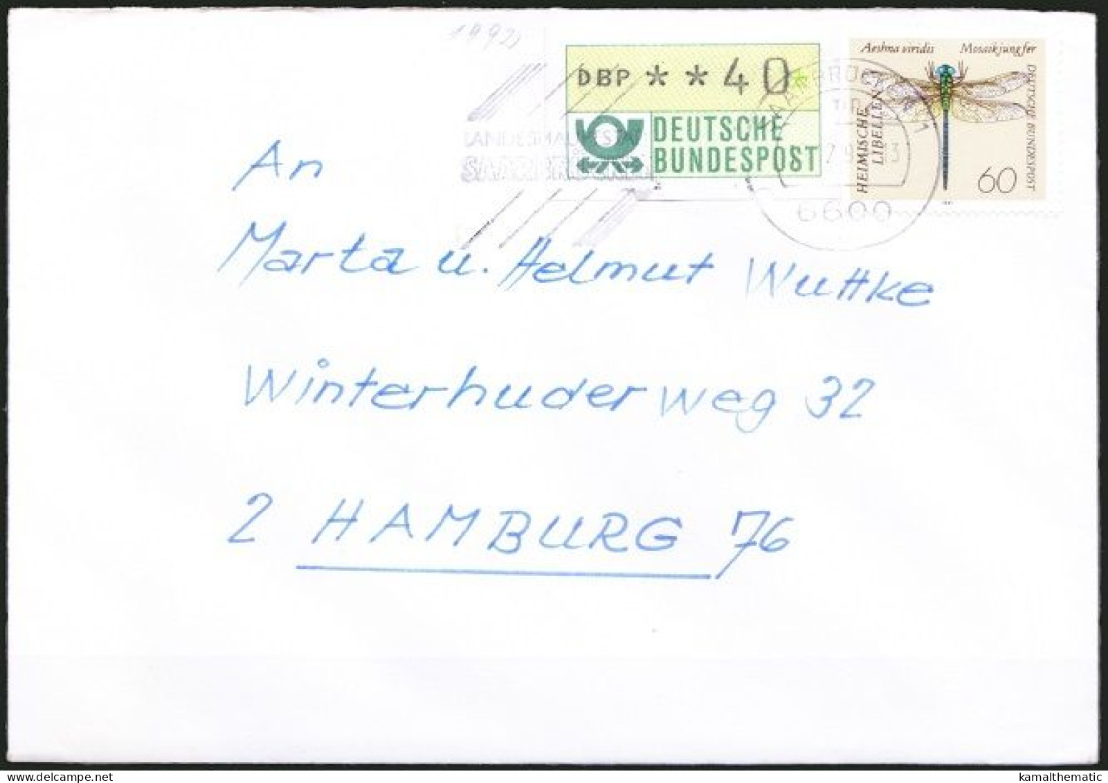 Germany Used Cover With Insects Stamp & ATM Stamp - Abeilles
