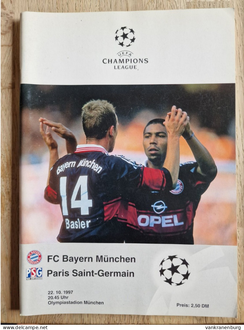 Programme Bayern Munchen - Paris Saint-Germain - 12.10.1997 - UEFA Champions League - Programm - Football - - Boeken