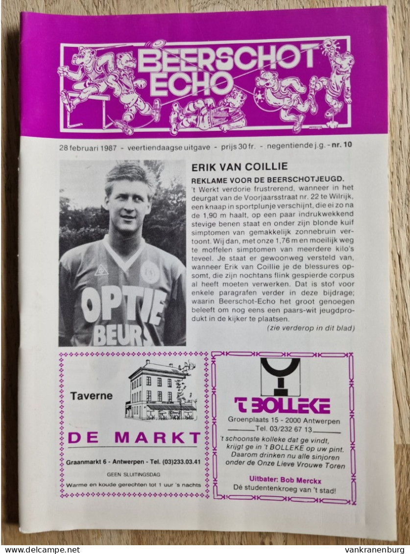 Programme Beerschot - Luik - 28.2.1987 - Belgium - Programm - Football - Beerschot Echo - Bücher