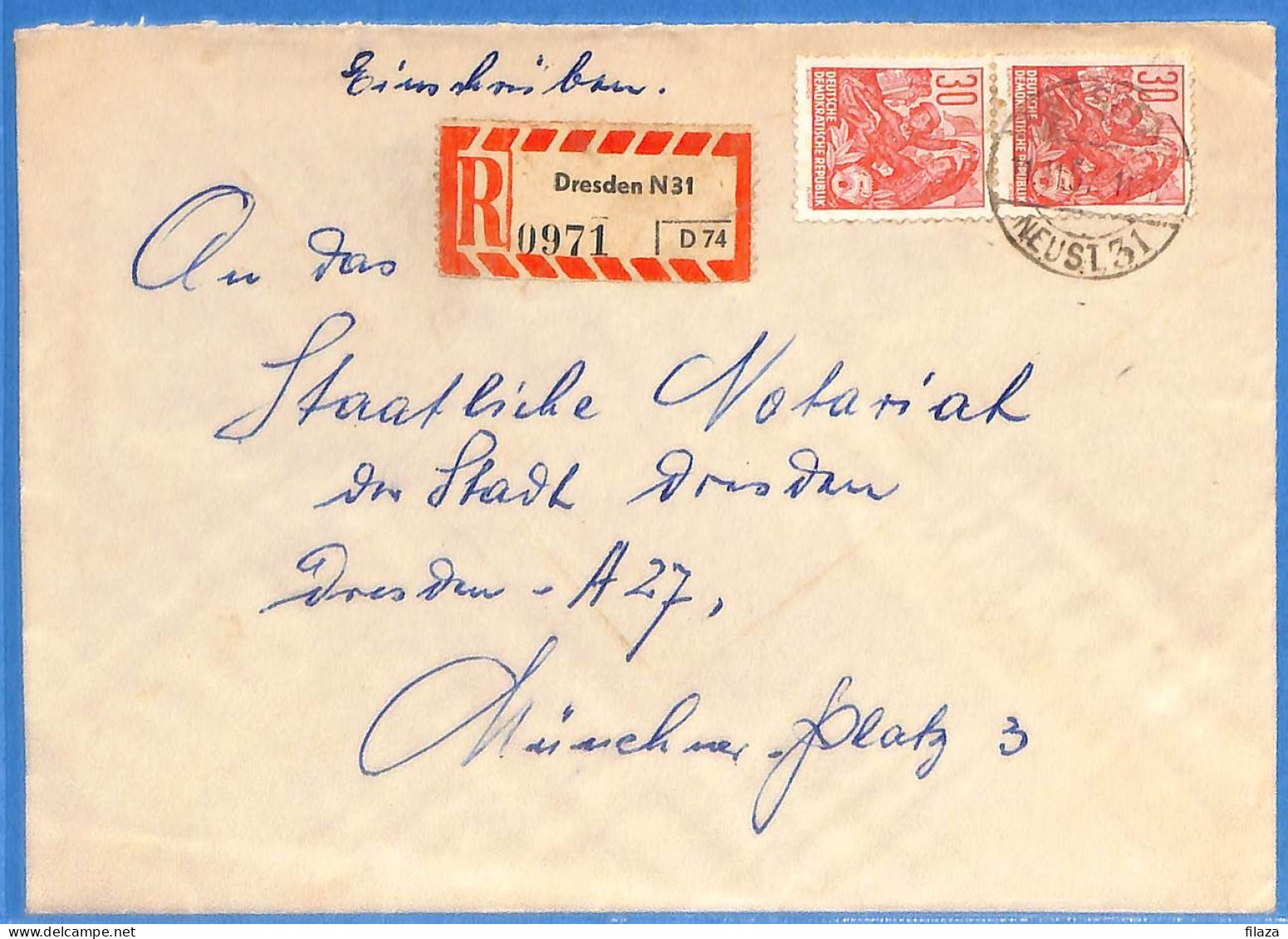 Allemagne DDR 1957 Lettre Einschreiben De Dresden (G21384) - Storia Postale