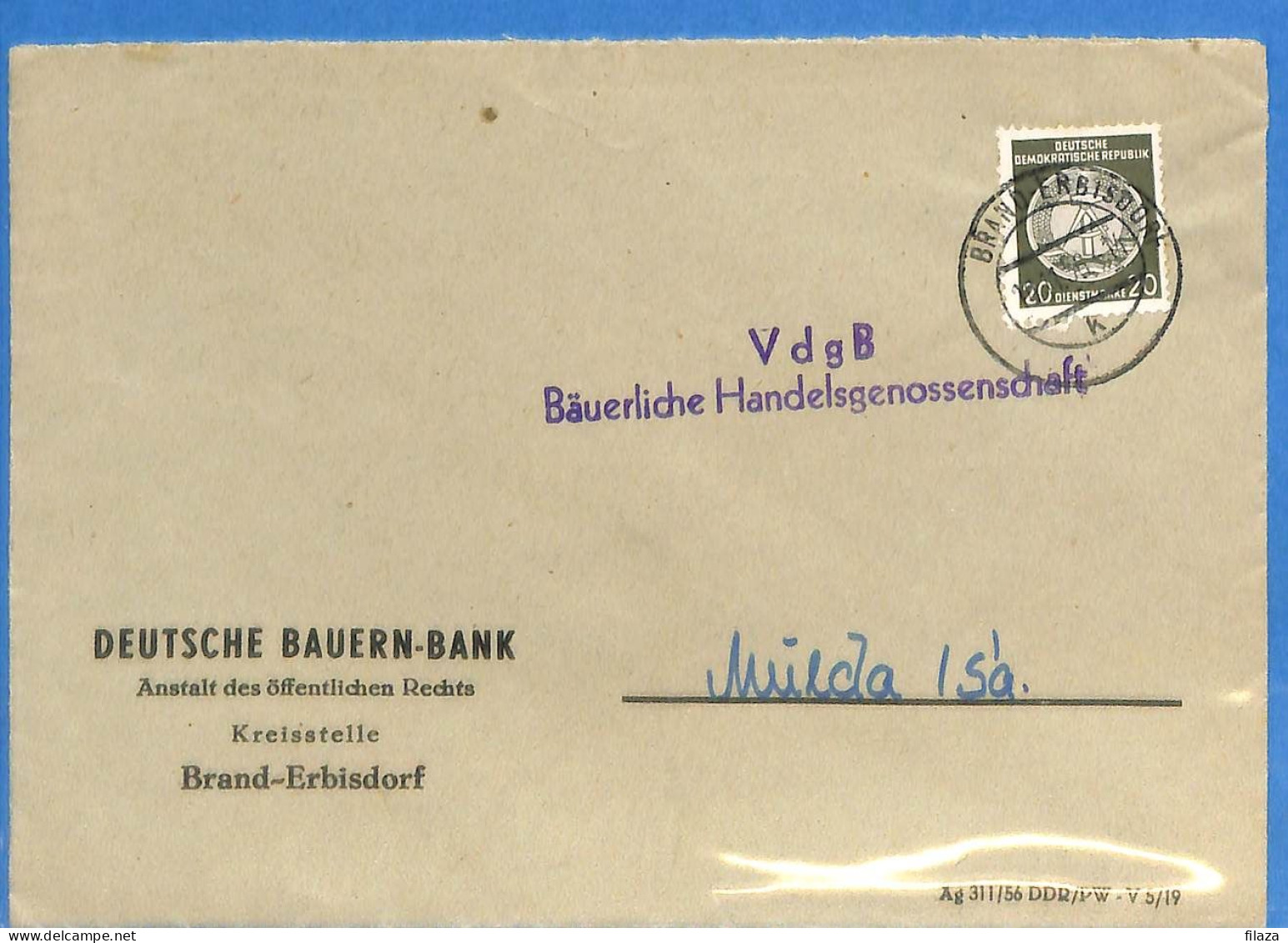 Allemagne DDR 1956 Lettre De Brand Erbisdorf (G21396) - Briefe U. Dokumente