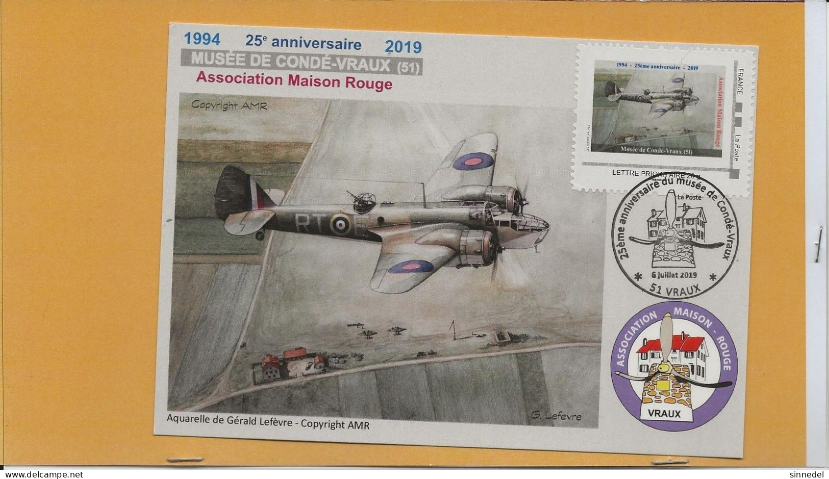 LETTRE PRIORITAIRE 20 GRS  25 ANS DU MUSEE DU TERRAIN D AVIATION DE CONDE VRAUX 51150 - Brieven En Documenten