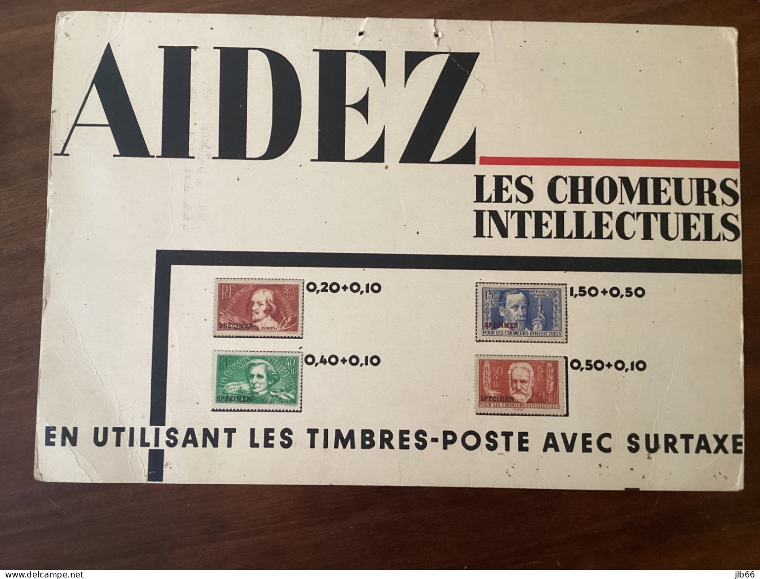 Série Aidez Les Chômeurs Intellectuels Surcharge Spécimen Sur Panneau D’exposition Bureau De Poste - Specimen