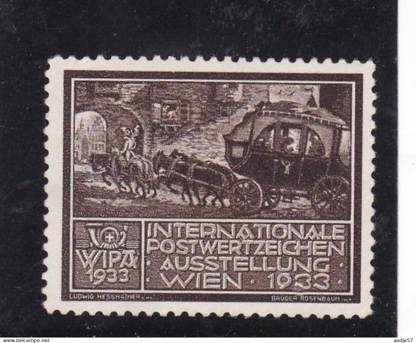 Austria Wien Vienna / International Stamp Exhibition / CINDERELLA LABEL VIGNETTE WIPA 1933 MH* - Diligences