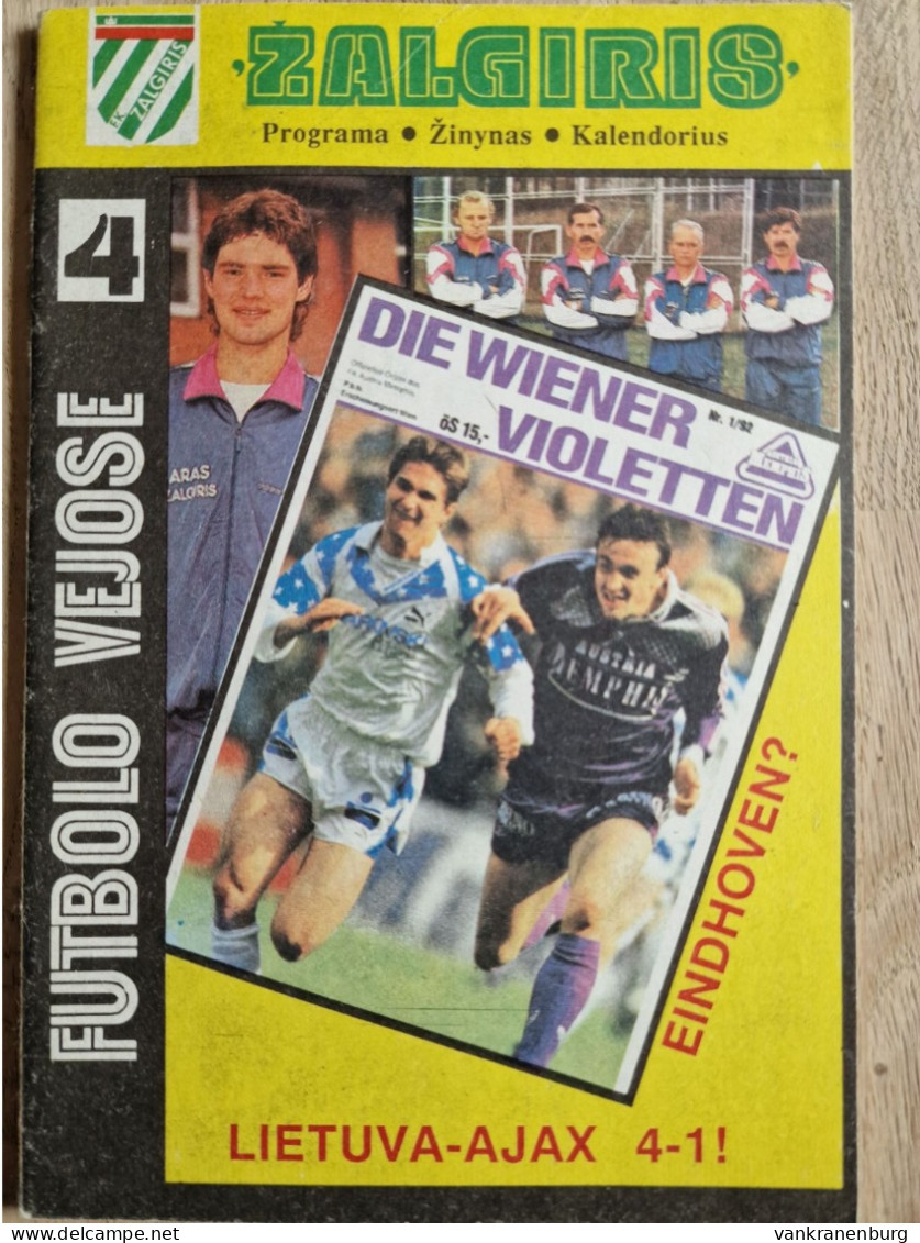 Programme FK Zalgiris - PSV Eindhoven - 30.9.1992 - UEFA Champions League - Programm - Football - - Libros