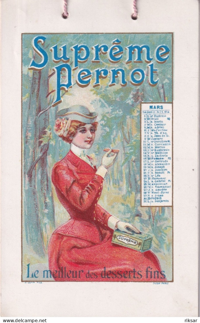 CALENDRIER(1902) FORMAT CPA(9 PIECES) BISCUIT PERNOT PETIT BEURRE - Petit Format : 1901-20
