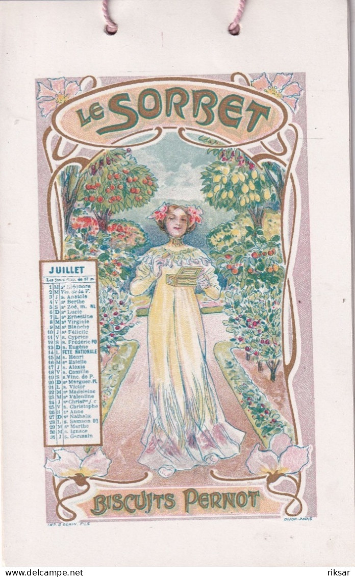 CALENDRIER(1902) FORMAT CPA(9 PIECES) BISCUIT PERNOT PETIT BEURRE - Petit Format : 1901-20