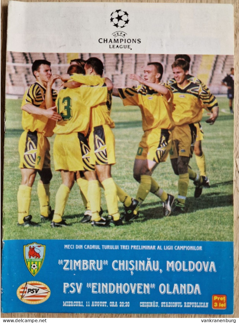 Programme Zimbru - PSV Eindhoven - 11.8.1999 - UEFA Champions League - Programm - Football - - Boeken