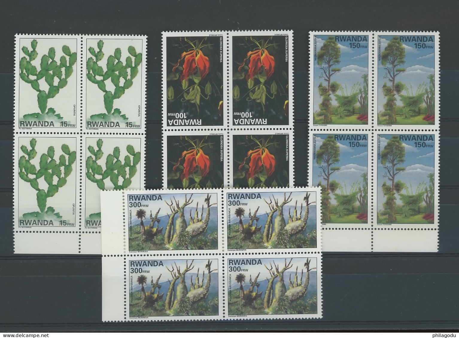 1998  Flore Du Rwanda   Cob 1403/1406 **   Cote 88,--euros En Blocs De 4 ** - Ongebruikt