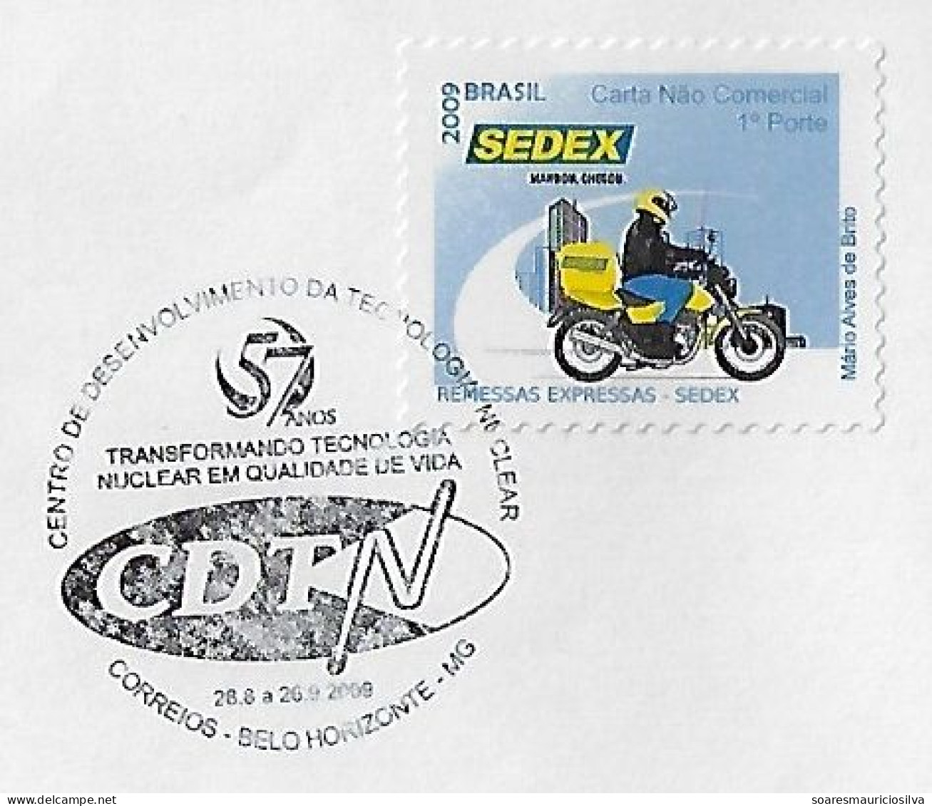 Brazil 2009 Cover Commemorative Cancel 57 Years Center For The Development Of Nuclear Technology CDTN Belo Horizonte - Atomo