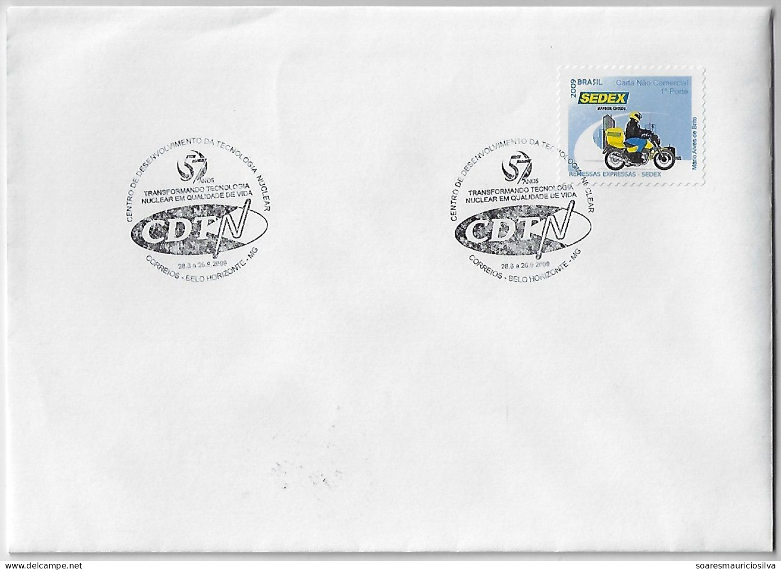 Brazil 2009 Cover Commemorative Cancel 57 Years Center For The Development Of Nuclear Technology CDTN Belo Horizonte - Atom