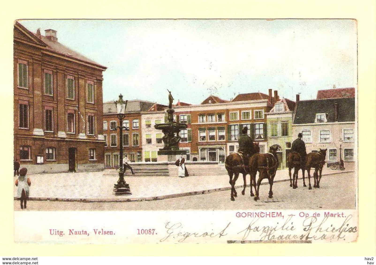 Gorinchem Markt, Paarden 1909 RY22602 - Gorinchem