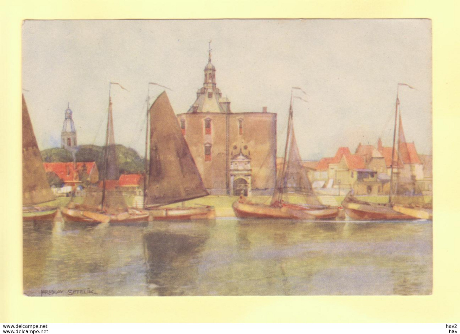 Enkhuizen Naar Aquarel J. Setelik RY21354 - Enkhuizen