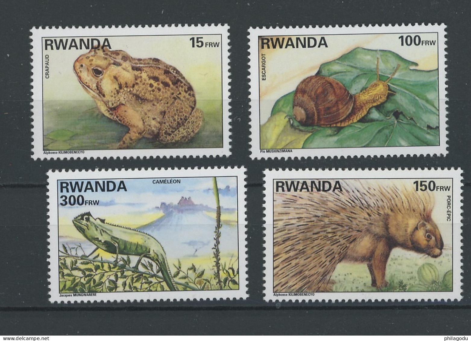 1998  Faune Du Rwanda   Cob 1407/1410 **   Cote 26,--€ - Oblitérés