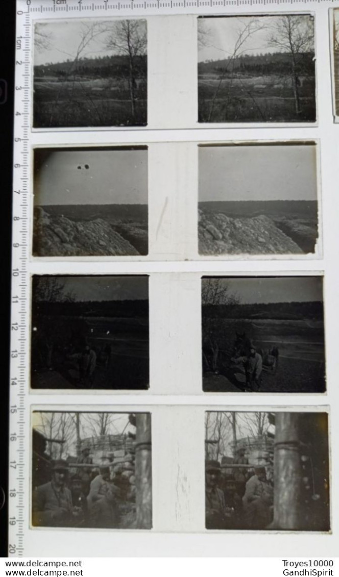 32 Plaque De Verre WW1 Sur Le Front 134 ème De Garde - Tranchée, Village Et Son Eglise à Localisé, Poilu, Armée De Terre - Diapositivas De Vidrio