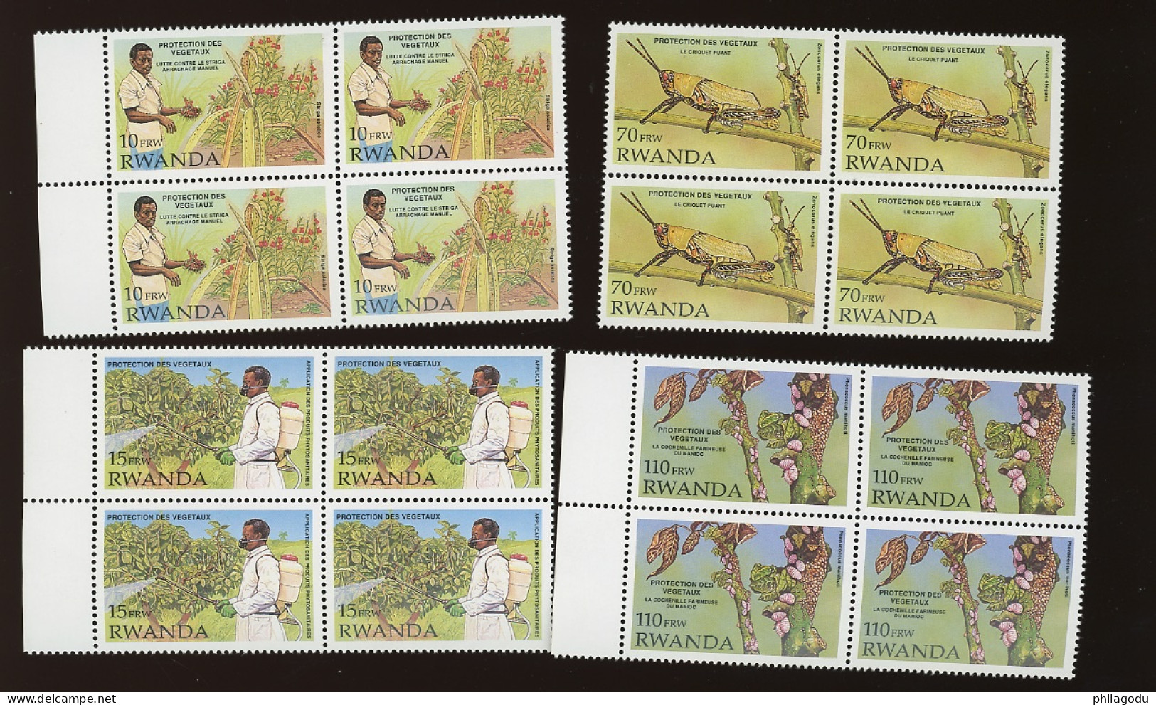 1998 4 X 1399/1402 ** Rwanda Lutte Contre Insectes Prédateurs - Unused Stamps