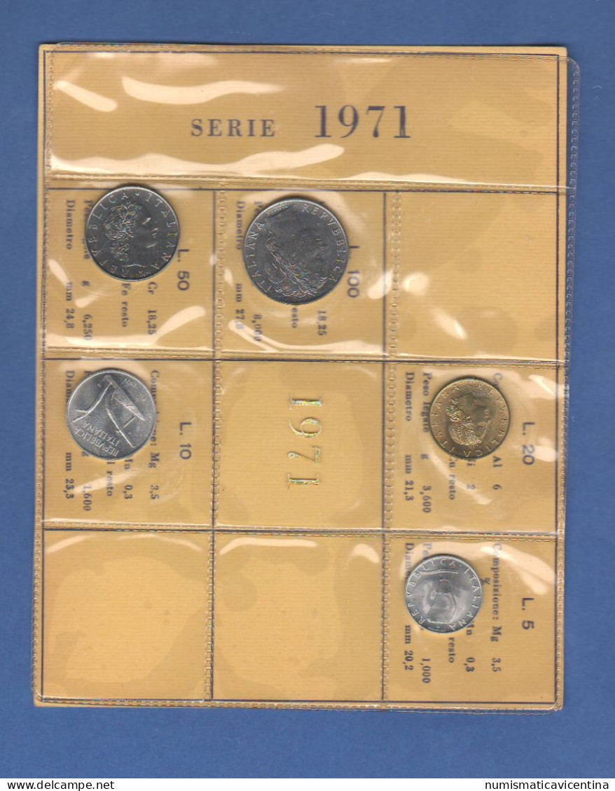ITALIA 1971 Serie 5 Monete 5 10 20 50 100 Lire FDC UNC Italy Italie Coin Set Private Issues Emissioni Private - Mint Sets & Proof Sets