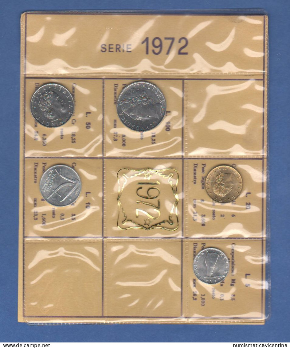 ITALIA 1972 Serie Repubblica 5 Monete 5 10 20 50 100 Lire FDC UNC Italy Italie Coin Set Private Issues Emissioni Private - Mint Sets & Proof Sets