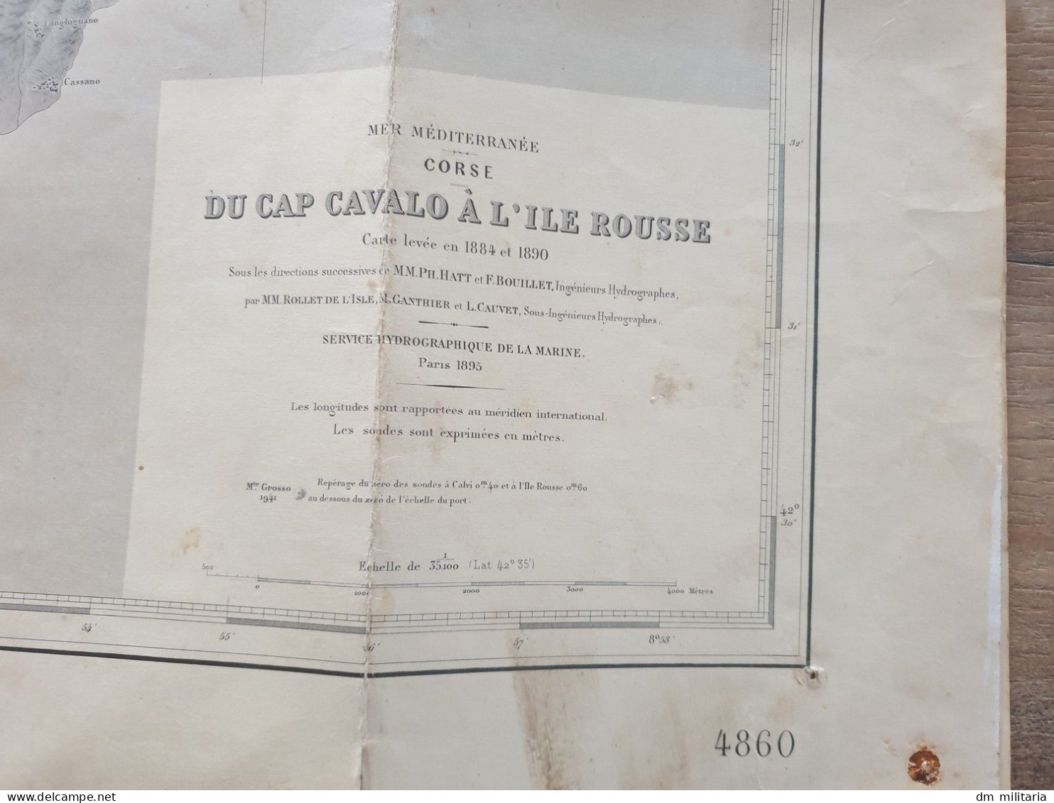 CORSE DU CAP CAVALO À L'ILE ROUSSE CARTE LEVÉE EN 1884 ET 1890 - SERVICE HYDROGRAPIQUE DE LA MARINE 1895 - ÉDITION 1956 - Cartes Marines