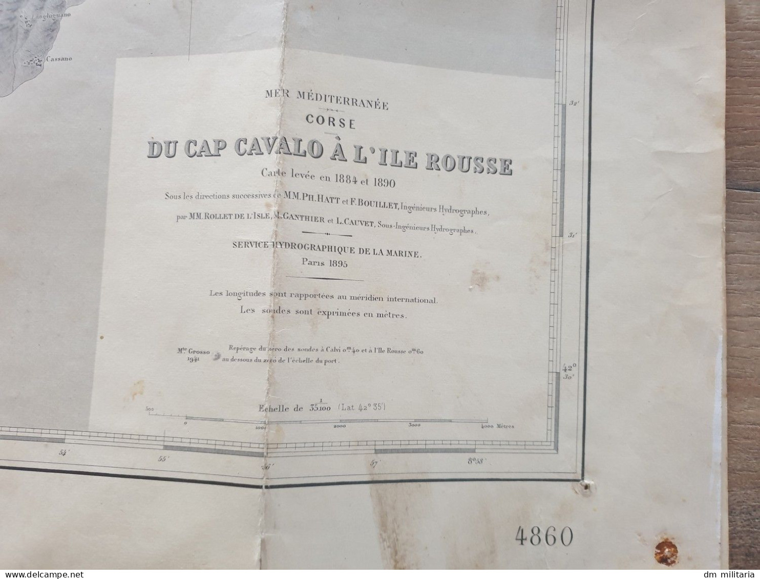 CORSE DU CAP CAVALO À L'ILE ROUSSE CARTE LEVÉE EN 1884 ET 1890 - SERVICE HYDROGRAPIQUE DE LA MARINE 1895 - ÉDITION 1956 - Seekarten