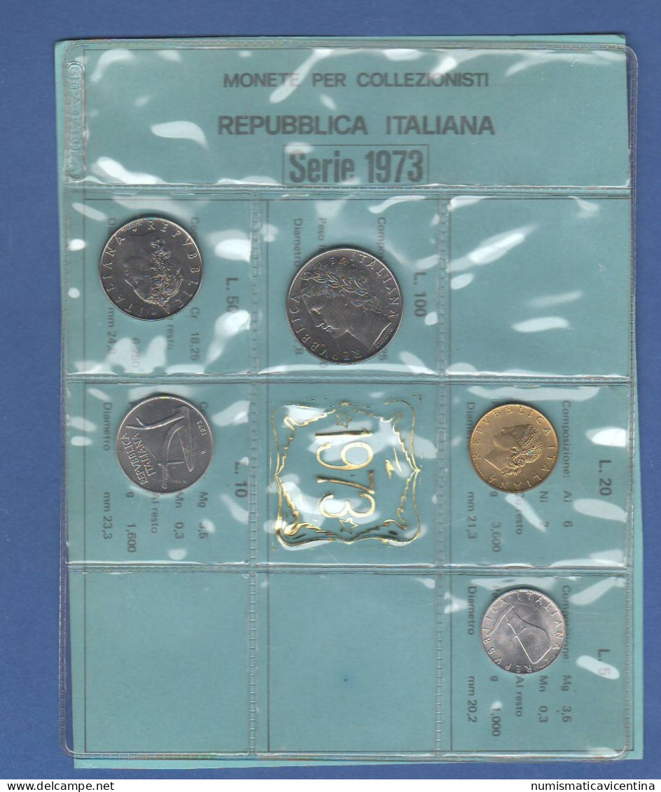 ITALIA 1973 Serie 5 Monete 5 10 20 50 100 Lire FDC UNC Italy Italie Coin Set Private Issues Emissioni Private - Mint Sets & Proof Sets