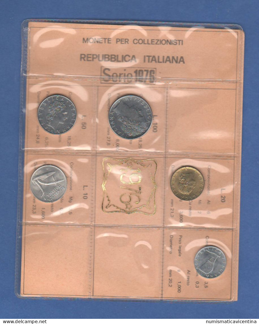 ITALIA 1976 Serie 5 Monete 5 10 20 50 100 Lire FDC UNC Italy Italie Coin Set Private Issues Emissioni Private - Nieuwe Sets & Proefsets