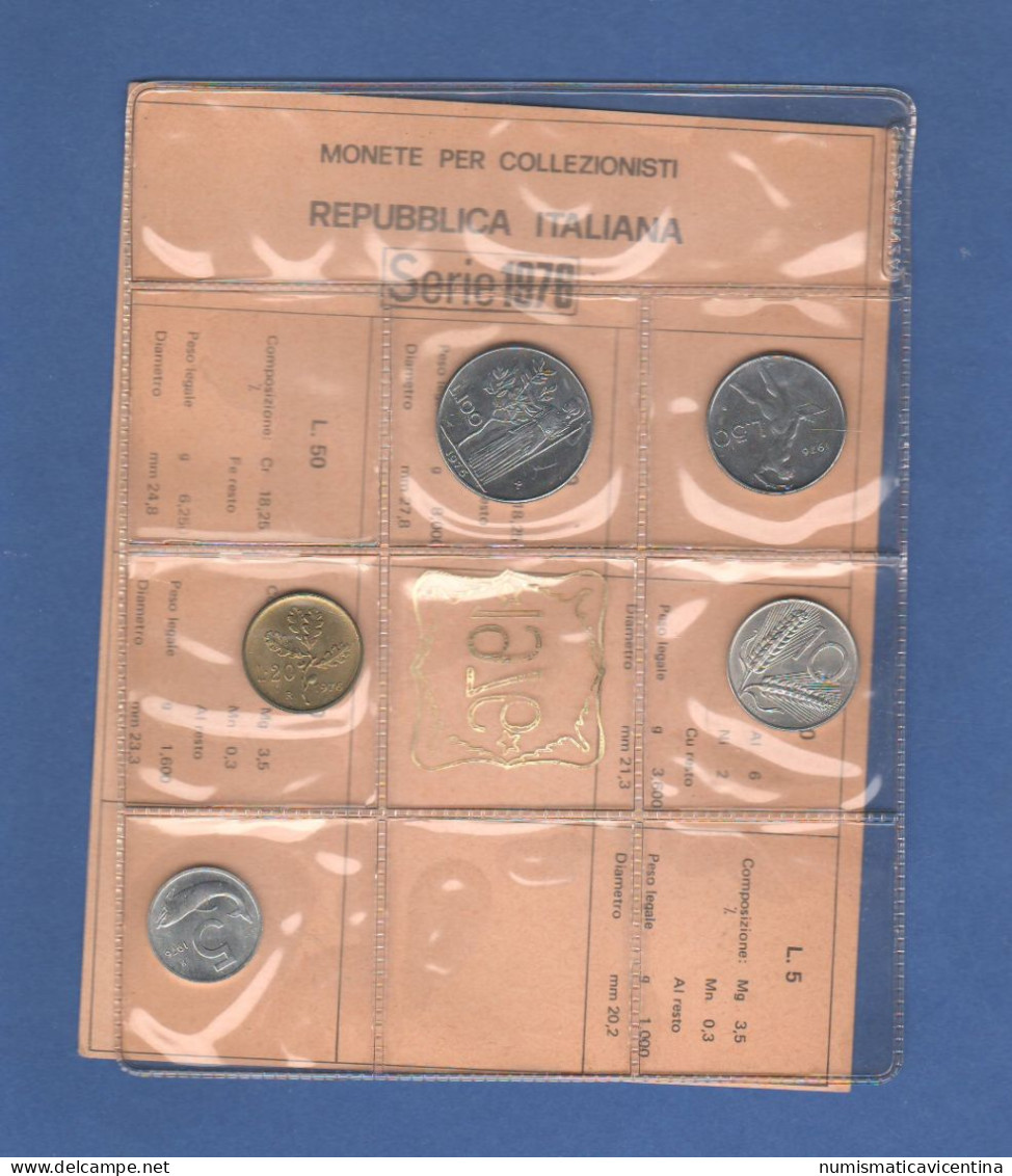 ITALIA 1976 Serie 5 Monete 5 10 20 50 100 Lire FDC UNC Italy Italie Coin Set Private Issues Emissioni Private - Mint Sets & Proof Sets