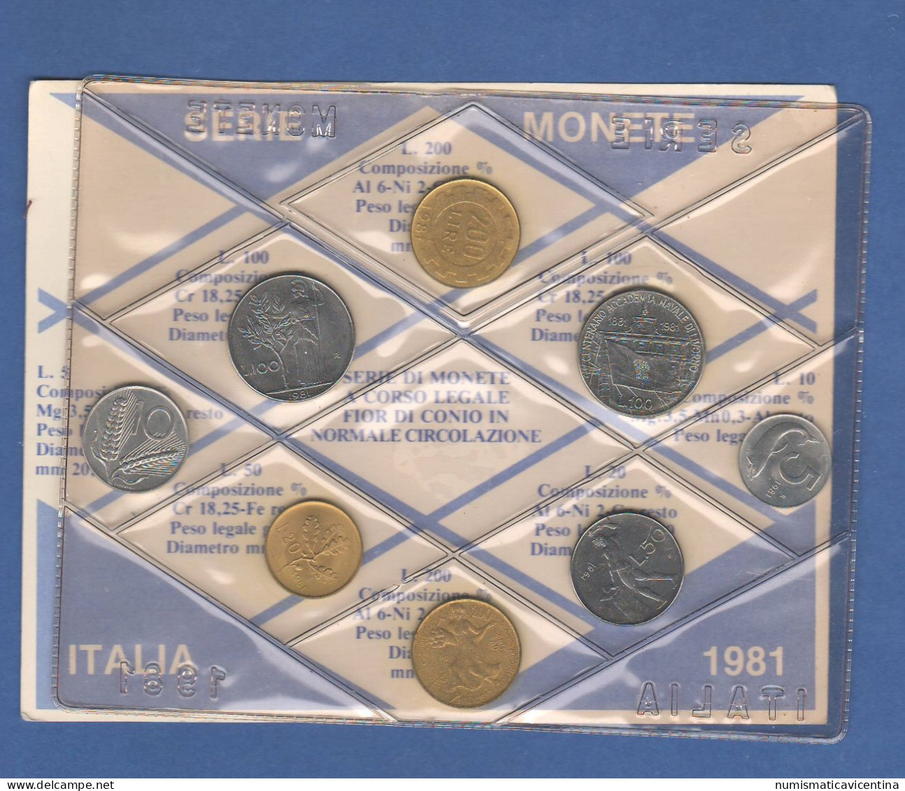 ITALIA 1981 Serie 8 Monete 5 10 20 50 100 100 200 200 Lire FDC UNC Italy Coin Set Private Issues Emissioni Private - Jahressets & Polierte Platten