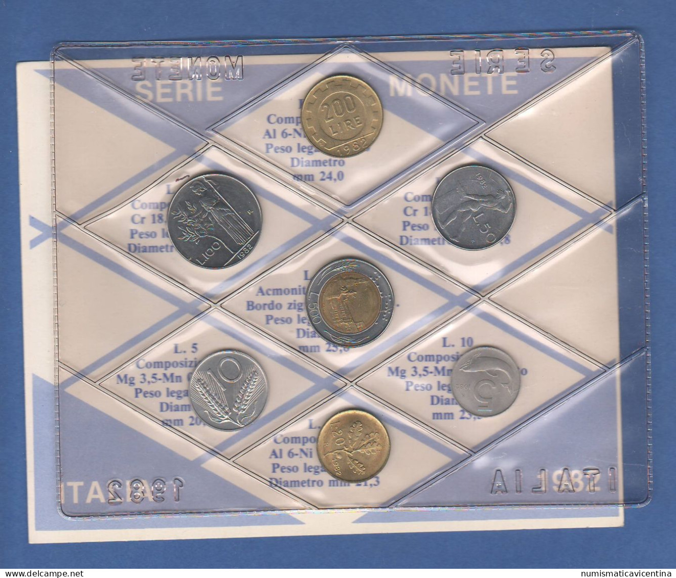 ITALIA 1982 Serie 7 Monete 5 10 20 50 100 200 500 Lire FDC UNC Italy Coin Set Private Issues Emissioni Private - Jahressets & Polierte Platten