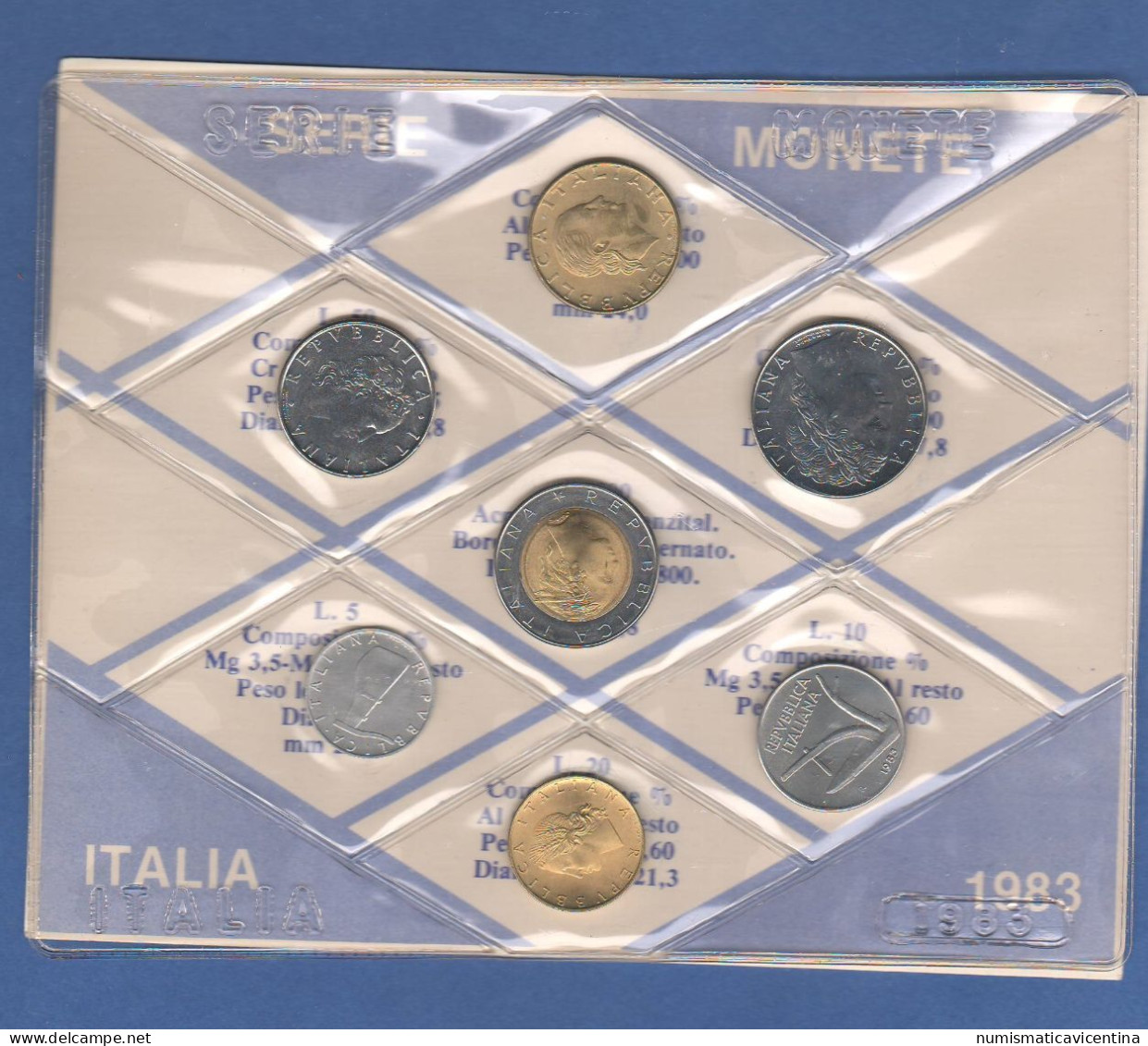 ITALIA 1983 Serie 7 Monete 5 10 20 50 100 200 500 Lire FDC UNC Italy Coin Set Private Issues Emissioni Private - Nieuwe Sets & Proefsets