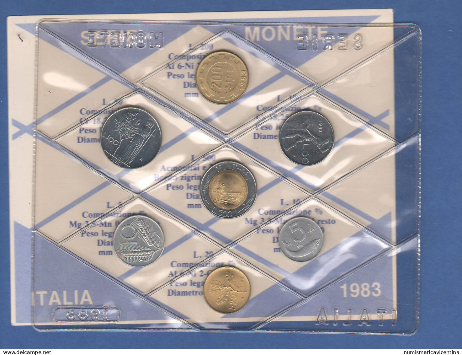 ITALIA 1983 Serie 7 Monete 5 10 20 50 100 200 500 Lire FDC UNC Italy Coin Set Private Issues Emissioni Private - Mint Sets & Proof Sets