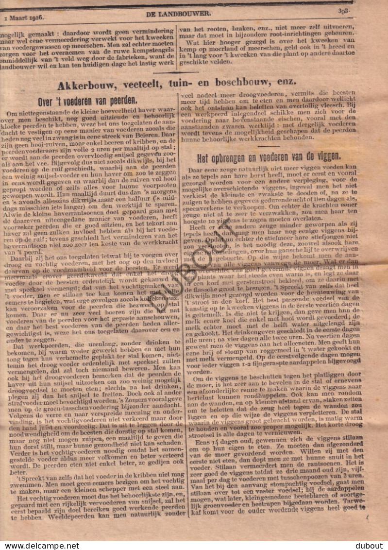 WOI - Krant  De Landbouwer - 1 Maart 1916 - Nr 52 (V2613) - Giardinaggio